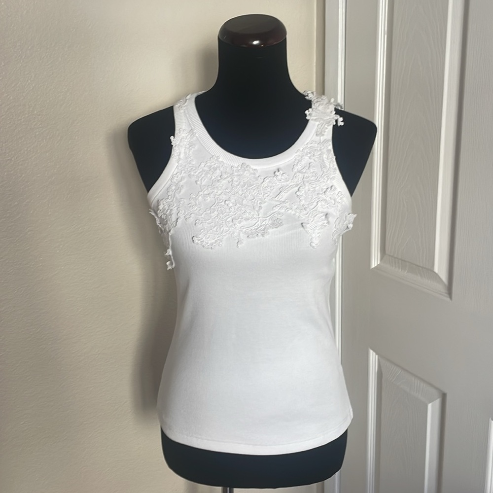 New Caroline Constas White Romantic Lace Tank Top